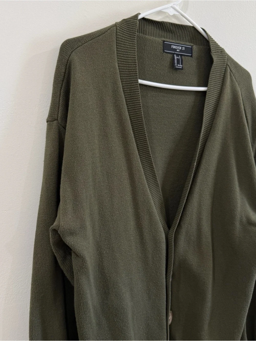 Olive Green V-Neck Knit Cardigan Size Small